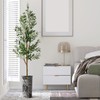 Artificial Tree in Vibrant Black and White Abstract Leaf Planter,
