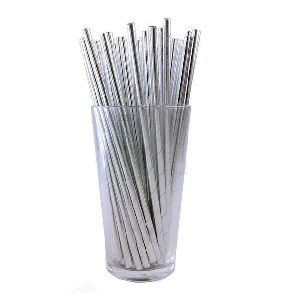 BarConic Paper Straws - Silver Metallic - Pack of 100