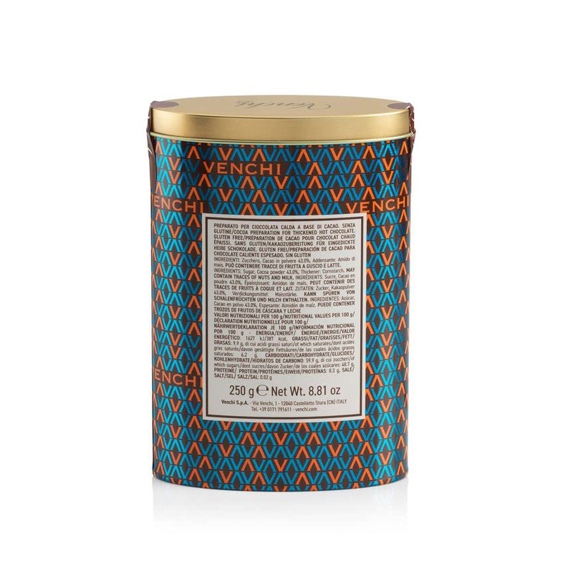 Venchi Cocoa for Hot Chocolate in metal tin - Vegan,