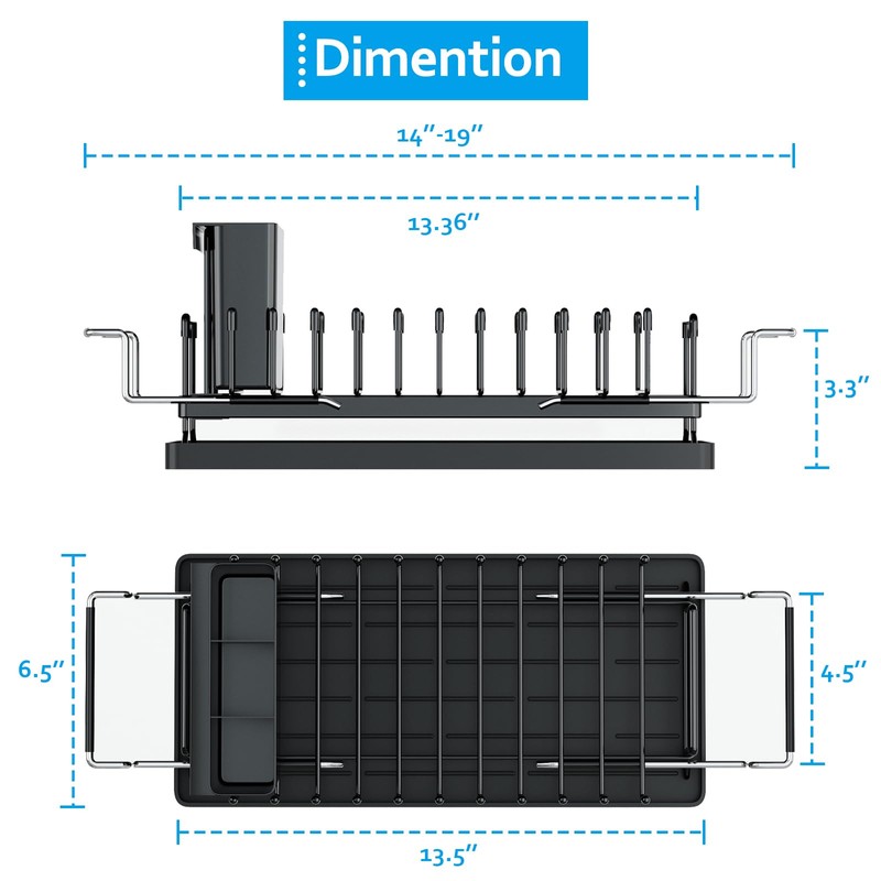 ANTOPY Sink Dish Drying Rack - Expandable Small Dish Rack