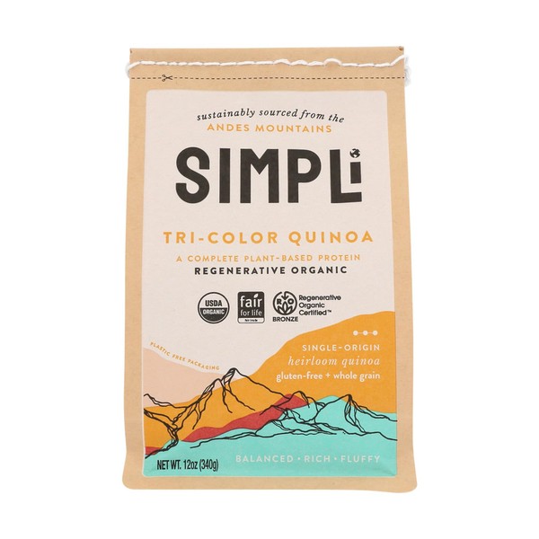 SIMPLi Regenerative Organic Certified ® Tri-Color Quinoa, 12 OZ