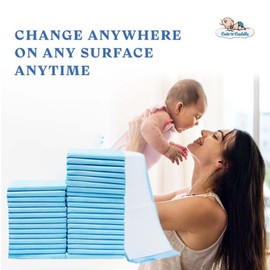 Cute 'n' Cuddle Baby Disposable Changing Bed Pads for Baby Adults with Extra Large Waterproof Underpads Disposable Incontinence Absorbency Mats Pack of 30 Blue (60x90')