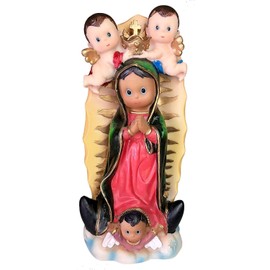 Virgen De Guadalupe 8" Inch Statue with Angels Religious Figure