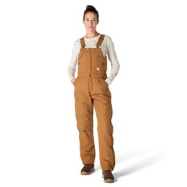 Carhartt womens Loose Fit Washed Duck Insulated Biberall Overall, Carhartt Brown, X-Small US