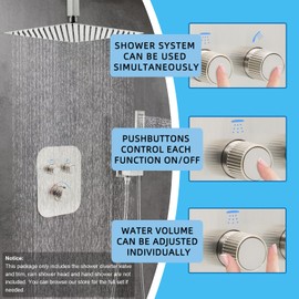 Thermostatic 2 Way Shower Diverter Valve Kit Brushed Nickel - Solid Brass, Adjustable Flow, Temperature Control Mixer Valve - Perfect for Bathroom Renovation（Brushed Nickel）
