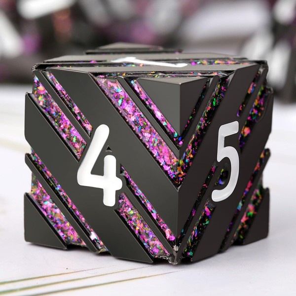 Stripe Metal DND Dice,DNDND Metallic Stripes Dice with Gift Metal