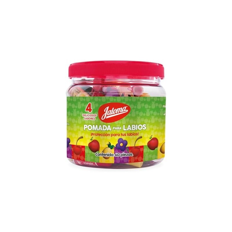Jaloma Pomada Labial Varios Sabores Vitrolero, 60 Piezas, Pack of