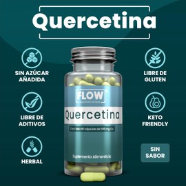 Quercetina Flow 60 Cápsulas 500 mg | Suplemento Antioxidante | Sin Azúcar, Gluten, Aditivos y GMO | Ideal para Dietas Keto