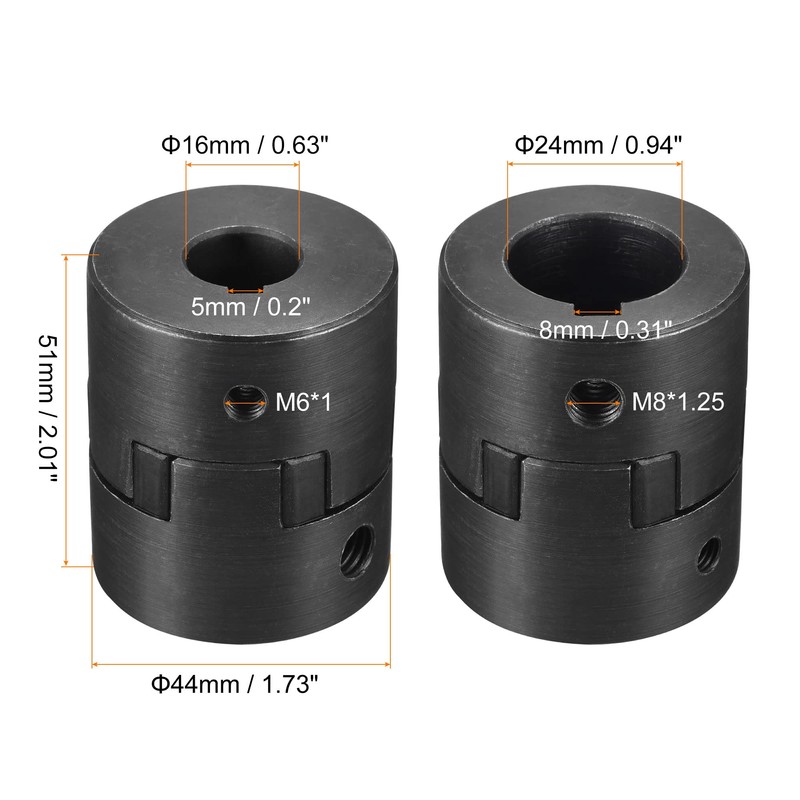 sourcing map Flexible Clutch Shaft 16mm to 24mm 51mm x