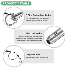 M METERXITY Push-Button Ball Locking Pin, 3/16" [5mm] Dia., 25/32"[20mm] Usage Length Ring Quick Release Lock Pins W Lanyard Cable for Speaker/Aviation/Gym/Machine [304 Stainless Steel]
