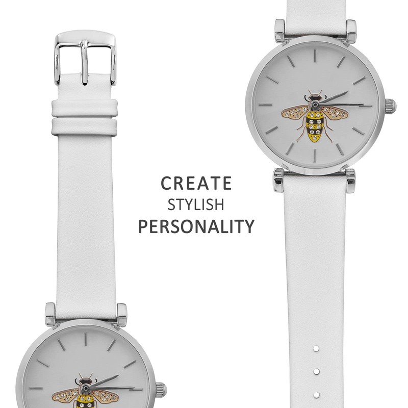 WOCCI 16mm Elegant Leather Watch Strap for Ladies with Silver