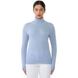 JENNIE LIU Women's 100% Pure Cashmere Long Sleeve Pullover Turtleneck Sweater