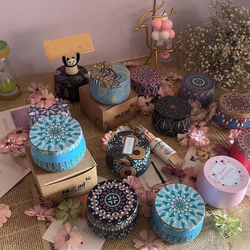 Scented Candles Set with Rose Lavender Lemon Cocoa Scents Portable