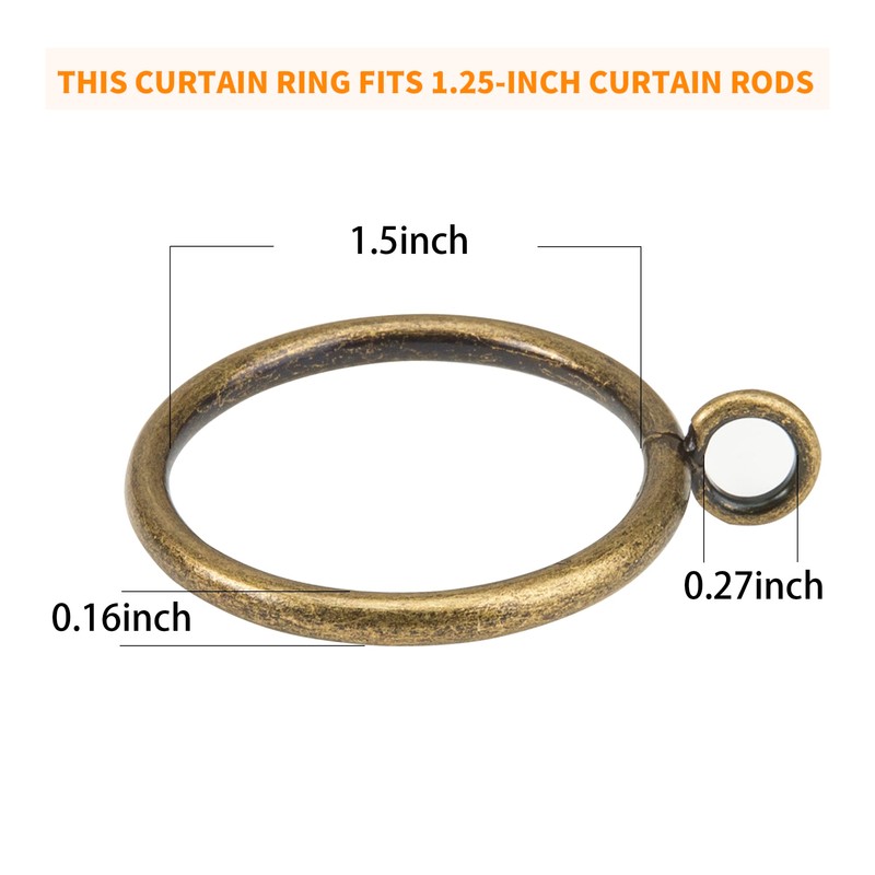 30 PCS Bronze Curtain Rings, 1.5 Inch Curtain Rings Metal