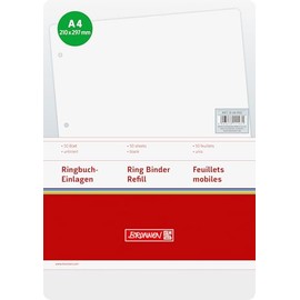Brunnen Ring Binder Insert Pad for Ring Binder A4, 70 g/m² Set of 4 Different 50 Sheets White