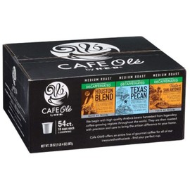 HEB Cafe Ole 54 count Decaf Variety Pack (Texas Pecan, Houston Blend, Taste of San Antonio)