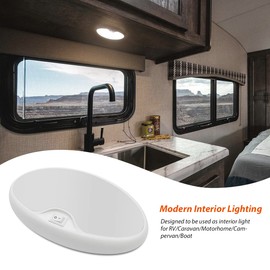 Dream lighting 12v RV Interior Light with On/Off Switch 6 inch Oval LED Ceiling Light 4.5W 3500K Soft White Lighting, Pack of 1