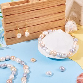 Cheriswelry Freshwater Pearl Beads for Bracelets 8.5-13mm Natural Shell Pearl Bead Seashell Loose Spacer Bead for Bohemia Necklace Earrings Jewelry Making (2 Strands, About 17-18Pcs/Strand)