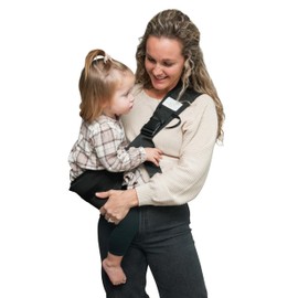 Toddler Sling Carrier 25-60 lbs - Easier to Use, Padding Behind Buckle, Safe & Secure Construction, Nylon Molle Loops Webbing Hold Keys & Supplies - Black
