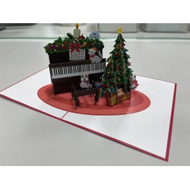 3d Christmas Pets and Piano Pop Up Card, Animal Christmas Pop Up Card, 3D Holiday Pop Up Christmas Card, Fun X'mas Card, 3d X'mas Greetings Cards, Merry Christmas Card For Son, Husband, X25