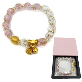 YMWALK Elegant 10mm Crystal Bead Bracelet with Premium Storage Box, Healing Gemstone Jewelry for Men and Women - Gift for Birthdays, Valentines, Christmas, and Special Occasions (Pink)