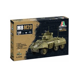 Italeri 25759 1:56 M8/M20 Greyhound Model Building Kit, Standing Model Building, Crafts, Hobby, Gluing, Plastic Kit, Detailed, Unpainted