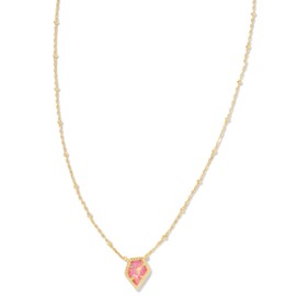 Kendra Scott 14k Gold-Plated Framed Tess Satellite Pendant Necklace in Rose Pink Opal, Fashion Jewelry for Women