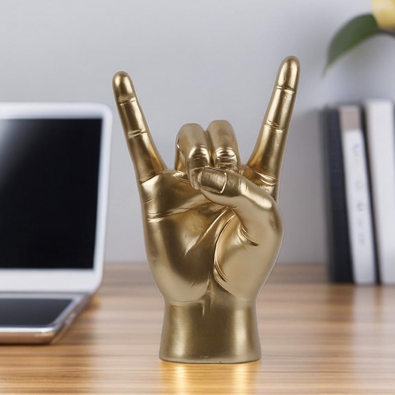 Elqater Rock Hand Gesture Statue Rock Music Art Craft Finger