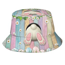 Easter Hat, Easter Bucket Hat, Cute Easter Bunny Spring Eggs Fisherman Hat Travel Beach Fashion Sun Hat Unisex Cap