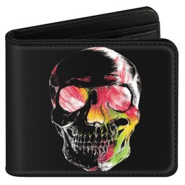 Pegmode Boys Wallet Cute Skull Leather Bifold Wallet for Teen Boys Cool Skeleton Gothic Credit Card Cash Id Holder RFID Blocking Black Bi Fold Small Wallets with Coin Pocket Slim Teens Youth Guys