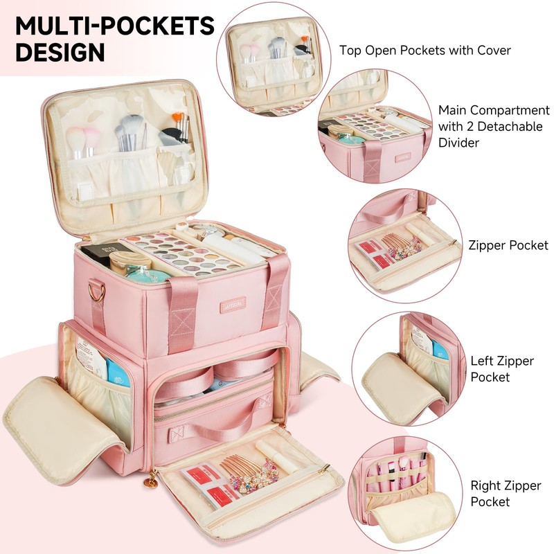 Jaffzora Extra Large Makeup Bag,4 in 1 Cosmetic Storage Organizer
