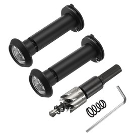 PATIKIL 9/16" Door Viewer Peephole, 2 Pcs Copper Privacy Door Viewer with Privacy Cover, 180-Degree Fits 2-3/16" to 3-3/4" Door with 14mm/0.55" Drill Bit for Security, Black
