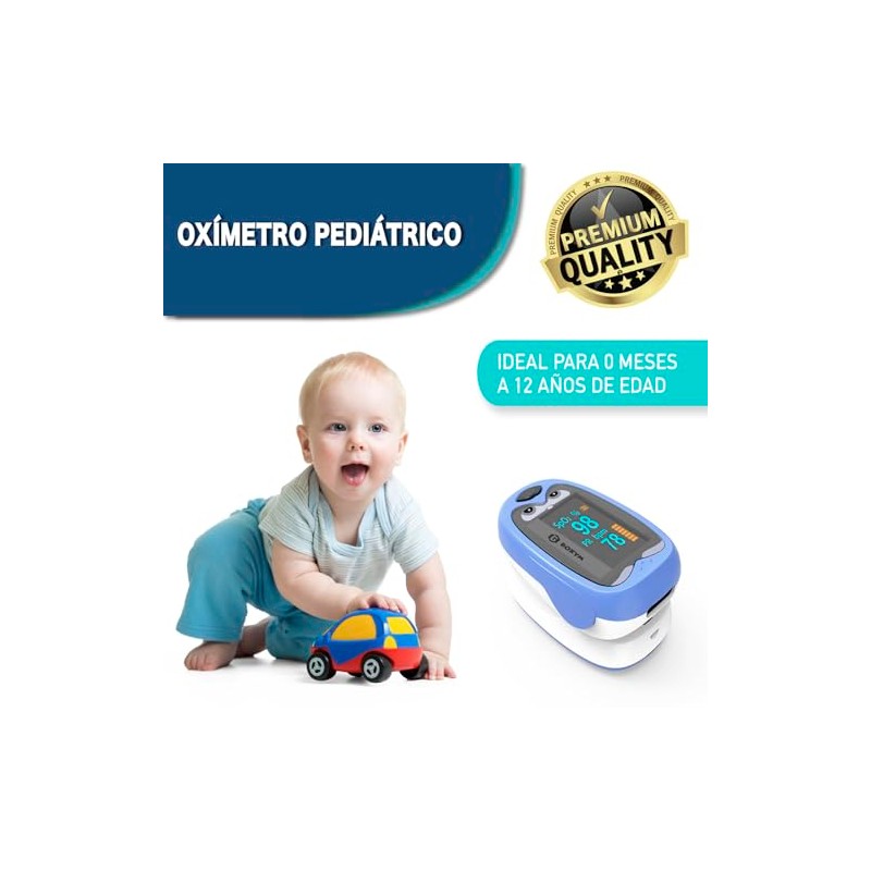 Oxímetro Pediátrico Recargable con forma de Mapache Azul MAP-200, marca