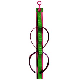 Boutique Handmade Ribbon HEADBAND HOLDER By Funny Girl Designs (Hot Pink & Lime Green Dot)