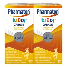 Pharmaton Kiddi Multivitamnico para Nios, Contiene Vitaminas y Minerales con Lisina, Ideal para el Crecimiento Fsico y el Desarrollo Mental, Sabor... 