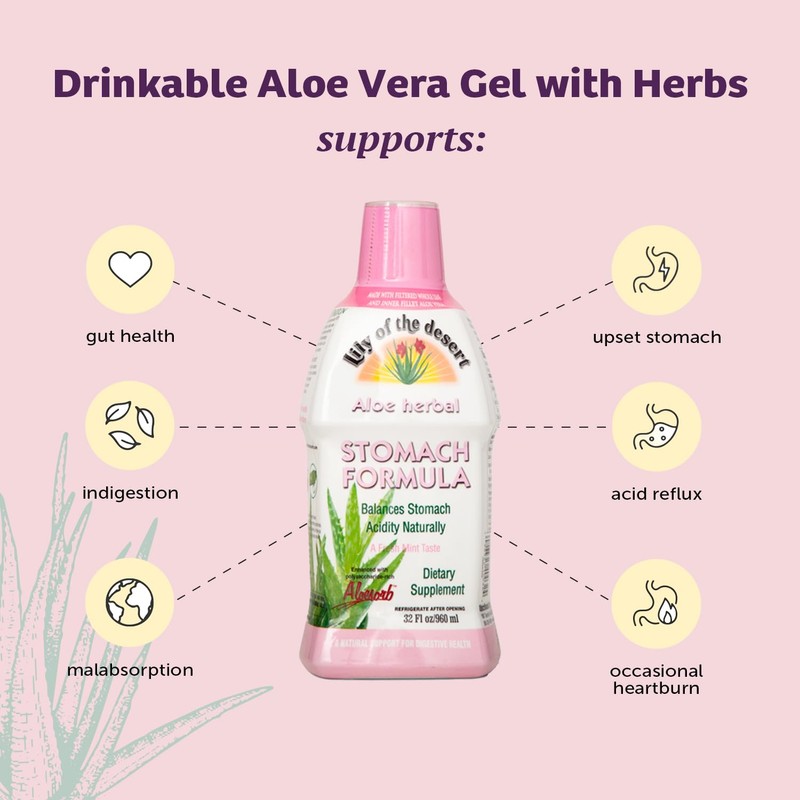 Lily Of The Desert Stomach Formula, Organic Aloe Vera Juice
