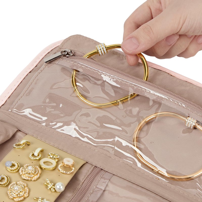 NISHEL Travel Jewelry Organizer Case, Foldable Storage Roll for Necklaces,