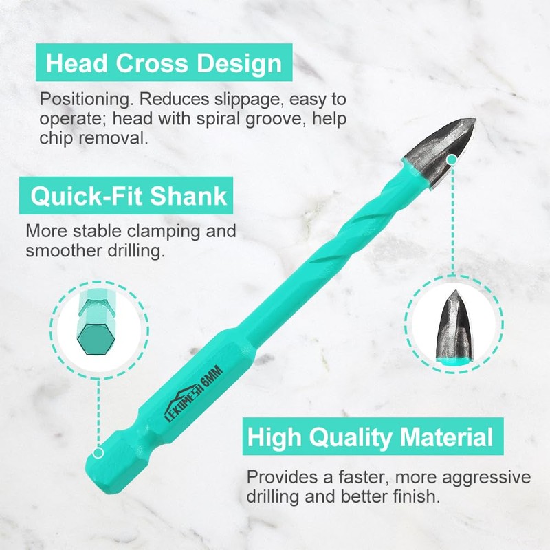 LEKOMESH Tile Drill Concrete Drill Bit Set - 5 Pieces