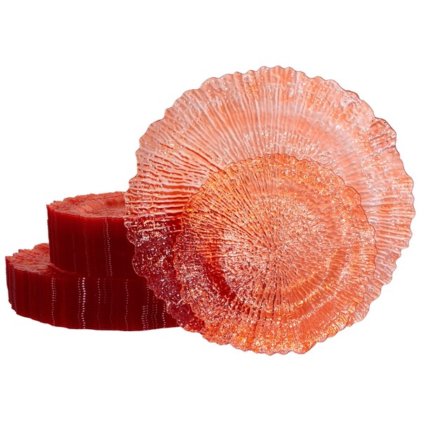 U-QE 60PCS Clear Orange Plates - Reef Orange Plastic Plates