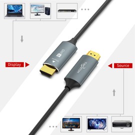 Twozoh Fiber Optic HDMI Cable 5M, 4K Fiber HDMI to HDMI Cable 4K/60Hz (4:4:4 HDR10 HDCP2.2) 1440p 144Hz 18Gbps High Speed UHD Fiber HDMI Cord
