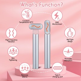 MDIBZCA Face Massager Against Wrinkles, 4-in-1 Face Massager with Heat, EMS Face Massager for Skin Tightening & Lifting, Double Chin Remover Device for Women