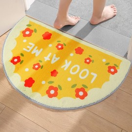 Fluffy soft half-moon bath mat (camellia flower)