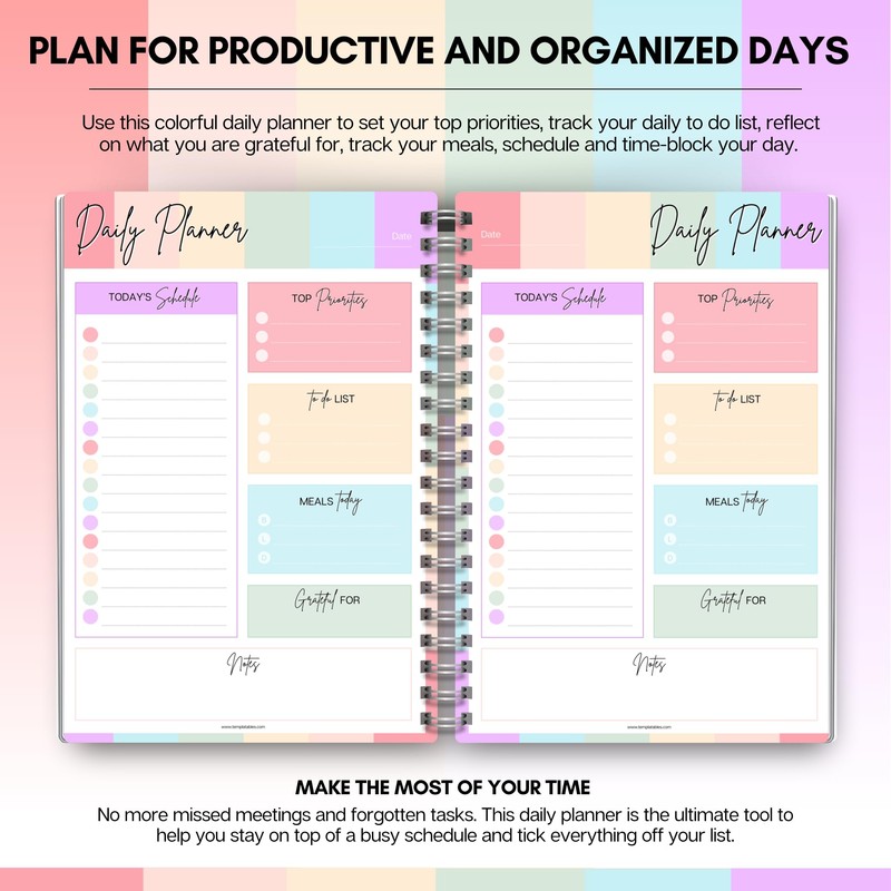 Daily Planner, To Do List Notebook, Productivity Day Planner for