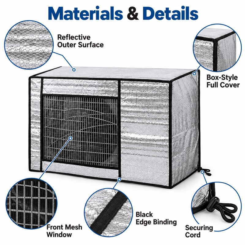 Outdoor Air Conditioner Cover with UV Protection, Water-Resistant Foil-Style Fabric,