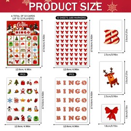 Meanju Christmas Bingo Game for 32 Players, Christmas Card Game, Christmas Bingo Children for Family, School, Classroom, Winter Party Accessories, Party Favours