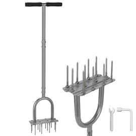 Fologtoo Lawn Aerator Spike Aerating Tool, 43.3" Pre-Assembled Aerator Lawn Tool with 12 Durable Metal Spikes, Efficient Manual Lawn Aerators for Yard Grass Aerator Garden Tools, Easy to Use