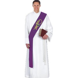 Alpha Omega Wheat Deacon Stole (Purple)