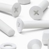 20 x White Countersunk Screws Polypropylene (PP) Plastic Nuts and