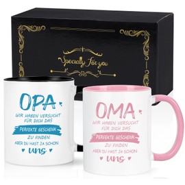 Joymaking Kaffeetass Geschenk Set für Oma Opa zum Weihnachten Geburtstag, Geschenk für Oma Opa von Enkerlkindern Beste Weihnachtengeschenk Geburtstaggeschenk Muttertagsgeschenk und Vatertagsgeschenk