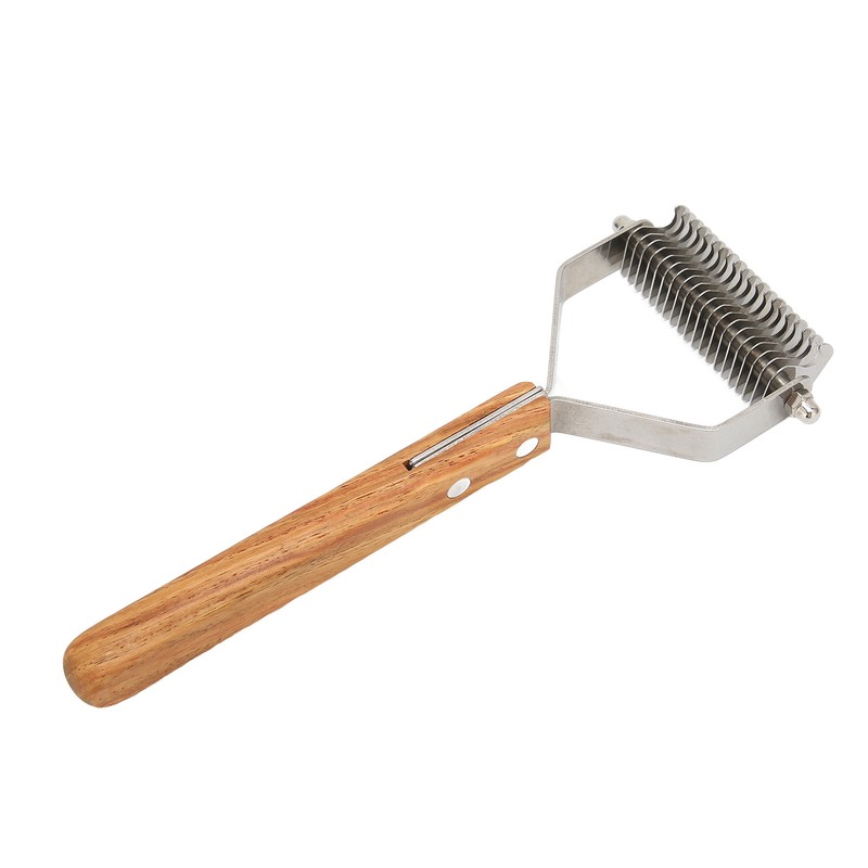 Pet Undercoat Rake Brush Double Sided Knots Removal Massage Wood